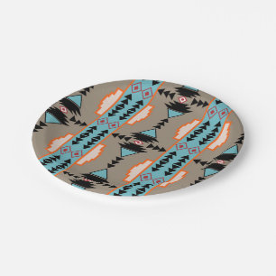 Aztec Mexican Geometric Pattern Paper Plate