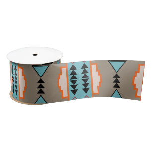 Aztec Mexican Geometric Pattern Satin Ribbon