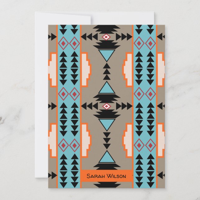 Aztec Mexican Geometric Pattern Thank You Card (Front)