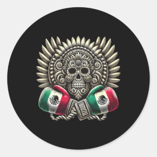 Aztec Mictlantecuhtli Mexican Pride Boxing 1 Classic Round Sticker