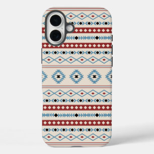 Aztec Mixed Motif Pattern Red Blue Blk Cream iPhone 16 Plus Case
