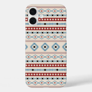 Aztec Mixed Motif Pattern Red Blue Blk Cream iPhone 16 Plus Case