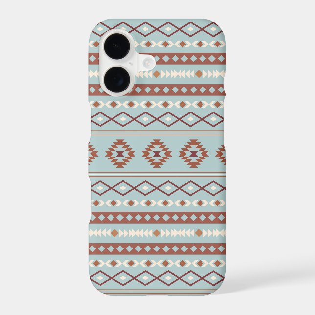 Aztec Mixed Motif Pattern Rusts Cream Blue (Back)