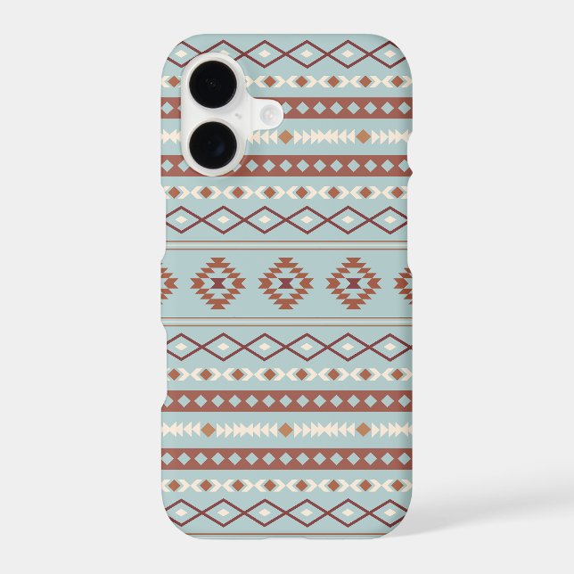 Aztec Mixed Motif Pattern Rusts Cream Blue (Back)