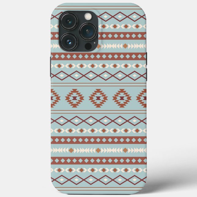 Aztec Mixed Motif Pattern Rusts Cream Blue Case-Mate iPhone Case (Back)