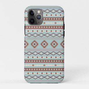 Aztec Mixed Motif Pattern Rusts Cream Blue iPhone 11 Pro Case