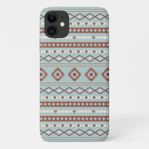 Aztec Mixed Motif Pattern Rusts Cream Blue iPhone 11 Case