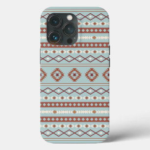 Aztec Mixed Motif Pattern Rusts Cream Blue iPhone 13 Pro Case
