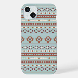 Aztec Mixed Motif Pattern Rusts Cream Blue iPhone 15 Plus Case