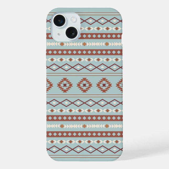 Aztec Mixed Motif Pattern Rusts Cream Blue iPhone Case (Back)