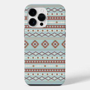 Aztec Mixed Motif Pattern Rusts Cream Blue iPhone 14 Pro Max Case