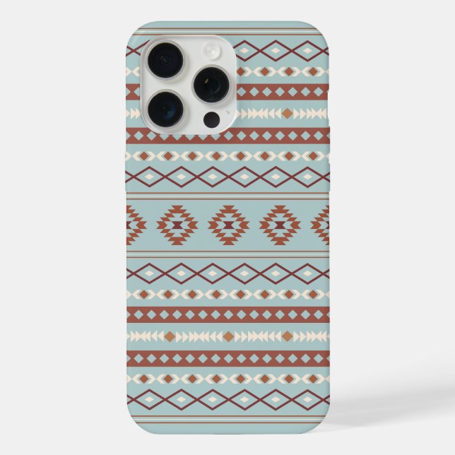 Aztec Mixed Motif Pattern Rusts Cream Blue iPhone Case (Back)