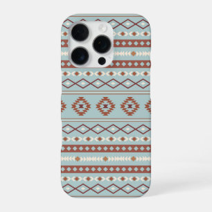 Aztec Mixed Motif Pattern Rusts Cream Blue iPhone 16 Pro Case