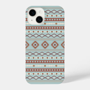 Aztec Mixed Motif Pattern Rusts Cream Blue iPhone 14 Case