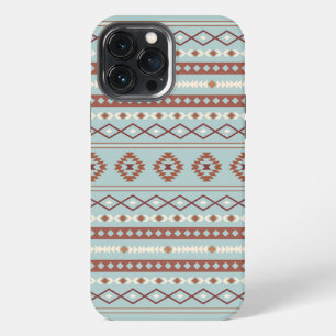 Aztec Mixed Motif Pattern Rusts Cream Blue iPhone 13 Pro Max Case