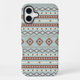 Aztec Mixed Motif Pattern Rusts Cream Blue iPhone 16 Plus Case
