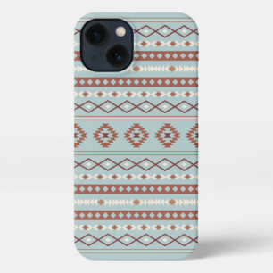 Aztec Mixed Motif Pattern Rusts Cream Blue iPhone 13 Case