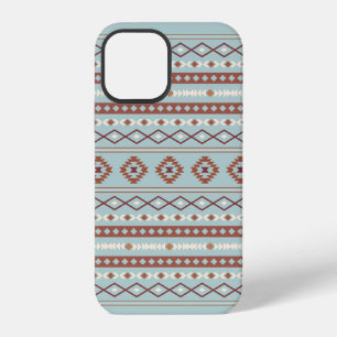 Aztec Mixed Motif Pattern Rusts Cream Blue iPhone 12 Case