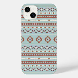 Aztec Mixed Motif Pattern Rusts Cream Blue iPhone 14 Plus Case