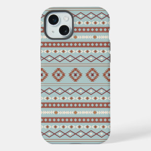 Aztec Mixed Motif Pattern Rusts Cream Blue iPhone 15 Plus Case