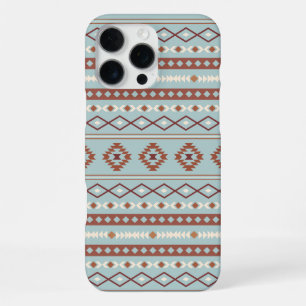 Aztec Mixed Motif Pattern Rusts Cream Blue iPhone 16 Pro Max Case