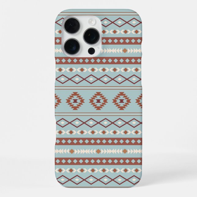 Aztec Mixed Motif Pattern Rusts Cream Blue iPhone Case (Back)
