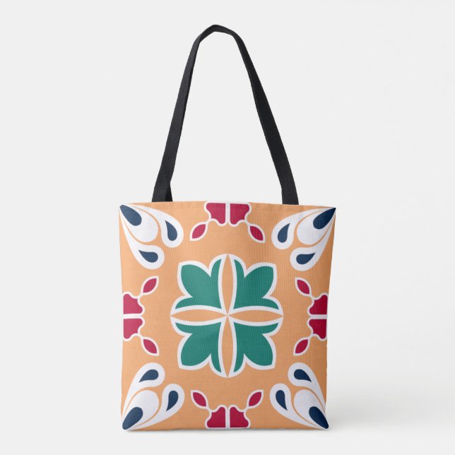 Aztec Moroccan Mosaic Tile Elegant & Chic Design Tote Bag (Back)