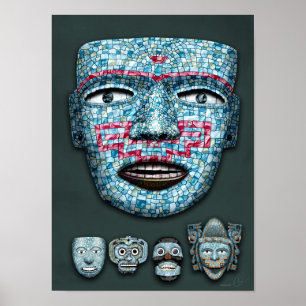 Aztec Mosaic Masks Poster