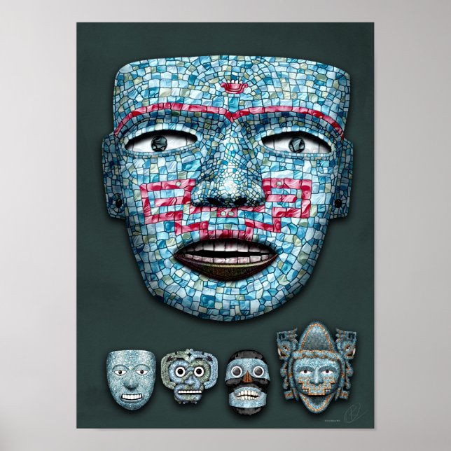 Aztec Mosaic Masks Poster (Front)