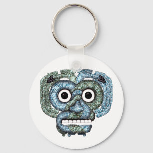 Aztec Mosaic Tlaloc Mask Key Ring