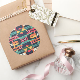 Aztec motif classic round sticker