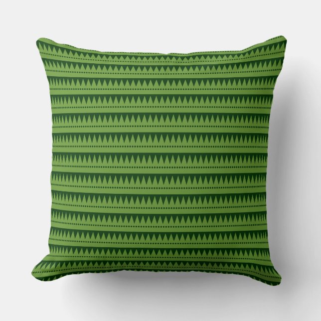 Aztec Mountains - Avocado Grn on Dark Forest Grn Cushion (Front)
