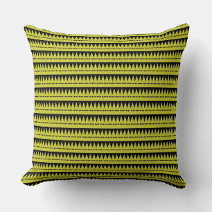 Aztec Mountains - Banana Yellow on Black Cushion