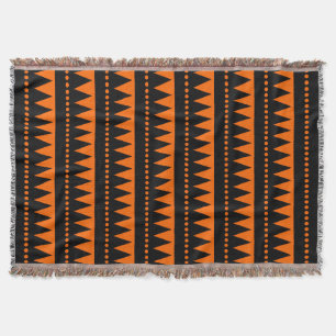 Aztec Mountains - Black and Orange Throw Blanket