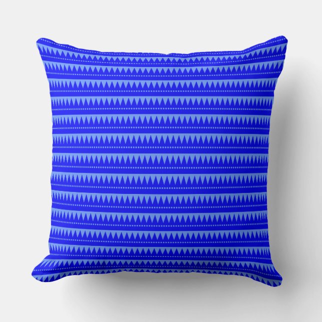Aztec Mountains - Blue on Blue (#6699ff) Cushion (Front)