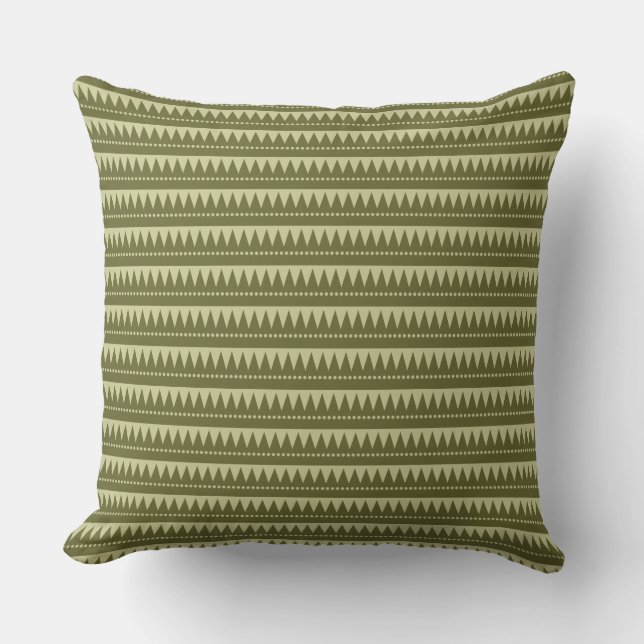 Aztec Mountains - Dp Olive on Lt Khaki Cushion (Front)