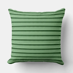 Aztec Mountains - Faded Green on Dark Forest Green Cushion