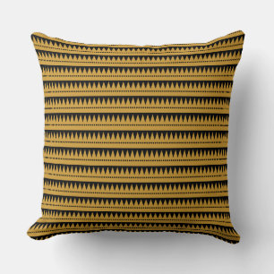 Aztec Mountains - Gold Brown on Black Cushion
