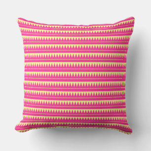 Aztec Mountains - Hot Pink on Chalk Yellow Cushion