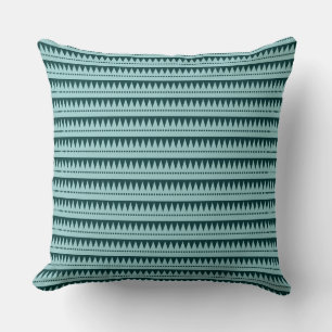 Aztec Mountains - Light Blue Green on Dark Green Cushion