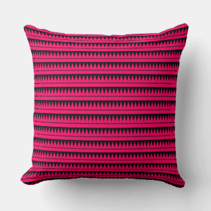 Aztec Mountains - Neon Red on Black Cushion
