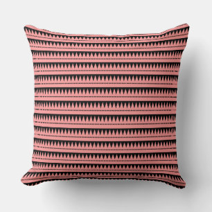 Aztec Mountains - Soft Pink on Black Cushion