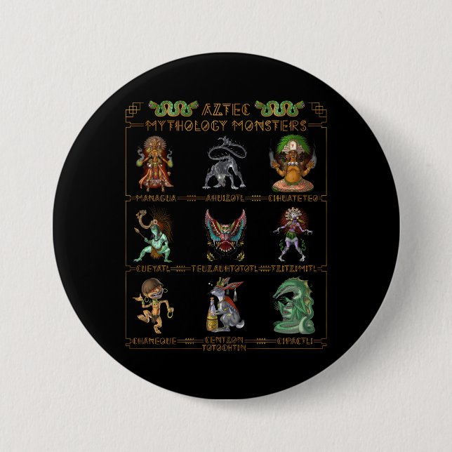 Aztec Mythology Monsters 7.5 Cm Round Badge (Front)