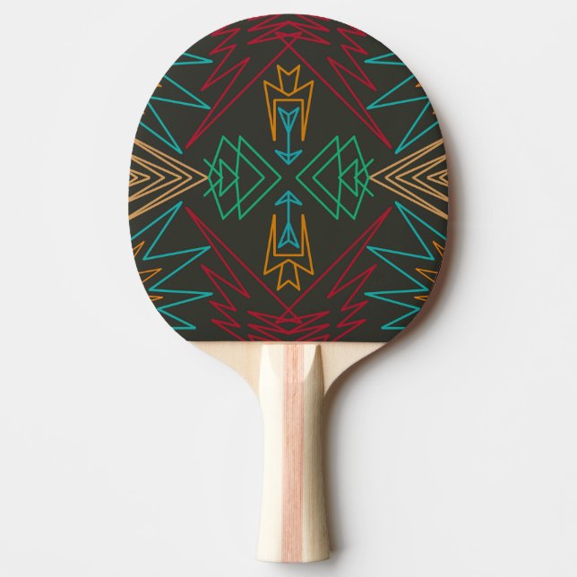 Aztec Native American Geometric Lined Pattern Art Ping Pong Paddle (Front)