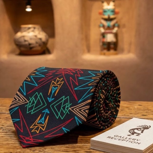 Aztec Native American Geometric Lined Pattern Art Tie (Creator Uploaded)