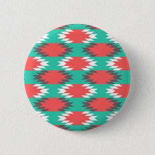 Aztec Native American Turquoise and Pink Pattern 6 Cm Round Badge