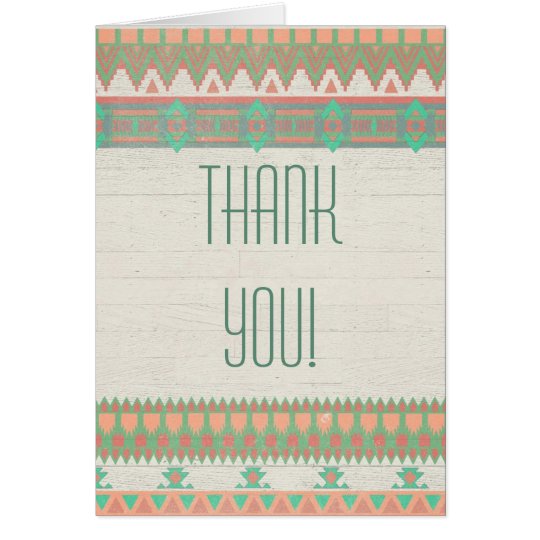 Aztec Native Peach/Aqua Thank You Card