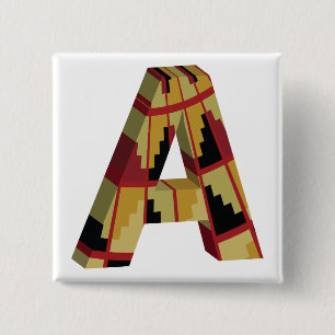 Aztec Navajo Pattern Letter A 15 Cm Square Badge