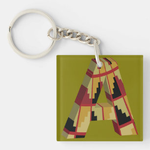 Aztec Navajo Pattern Letter A Key Ring