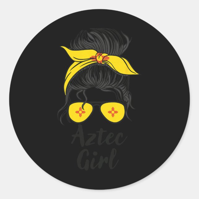 Aztec New Mexico Women Girl  Classic Round Sticker (Front)